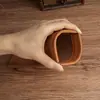 Estojo de Óculos Vintage de Couro com Fecho de Botão de Pressão, Porta-Moedas Masculino Portátil de Couro Genuíno com Fecho Automático