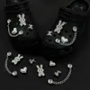 Charms para Sapato Crocs Compatíveis com Fronteira com Strass Brilhantes, Acessórios de Corrente de Fivela de Sapato Decorativa Removível DIY