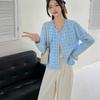 Estilo Chanel Tweed Francés 2025 Principios de Primavera Nuevo Suave y Dulce Rosa Conjunto de Dos Piezas Cardigan Francés Falda Línea A