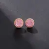 Brincos de Rosto Sorridente de Celebridade da Internet 2022 Nova Moda Banho de Ouro Cobre Pingos de Óleo Estilo Frio Elegante Pequenos Brincos Stud Brincos Femininos