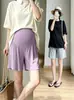 Shorts de seguridad para maternidad para verano, finos y anti-exposición, leggings de seda helada talla grande para combinar con faldas, shorts de soporte abdominal sin compresión