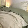 Juego de Cuatro Piezas de Algodón de Fibra Larga Bordado Estilo Nórdico de Lujo Ligero Ins de Sentido Avanzado Clase A Funda de Edredón de Algodón Cubierta de Cama