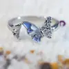 Nuevo Anillo de Mariposa Azul Esmaltado de Lujo y Exquisito con Alto Atractivo Estético, Versátil y Sensación de Gama Alta