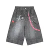 Jeans Capri con Estampado de Cadena 3D Estilo Americano para Mujer Verano Nuevos de Calle Versátiles Holgados de Pierna Ancha