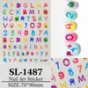 Adesivos Coloridos Criativos para Unhas em Inglês 5D Em relevo Versátil Números em Inglês Adesivos para Unhas DIY Modelo SL