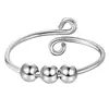Anillo de Acero Inoxidable Popular para Ansiedad de Amazon, Anillo Giratorio de Micro Perlas Redondas, Anillo Descompresor