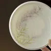 Moji jade barro porcelana blanca pintado a mano olla portadora juego de té kung fu cerámica plato seco para burbujas nadar flor glicina plato de refrigerio multiuso