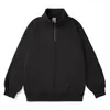 Sudadera con capucha y media cremallera, cuello alto, color liso, corte holgado, de leche compuesta AG300g, para primavera y otoño, unisex