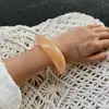 Novedades en Joyería Transfronteriza Europea y Americana: Pulseraancha Geométrica de Resina Degradada Color Café, Pulsera Fina Texturizada de Nicho Estilo Ins