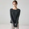 Nuevo suéter de cachemira pura para mujer, cuello redondo, estilo minimalista, jersey, hipoalergénico, suave, corte ajustado, tejido versátil