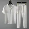 Traje nuevo de moda para hombre de verano, traje deportivo versátil de lujo ligero casual, de manga corta y pantalón largo estilo japonés, ligero
