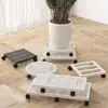 Bandeja rectangular para macetas móviles, hierro forjado con ruedas, ruedas universales, transpirable, engrosada, tamaño grande, base cuadrada para plantas verdes