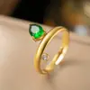 [Set de Anillos Calientes 1] Exportación Transfronteriza Tamaño Personalizado Anillo Abierto de Bola de Acero Anillo de Cola Material Acero de Titanio Chapado en Oro de 18K