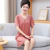 Camisón Modal para Mujer Verano Manga Corta Seda de Hielo Sensación Fresca Delgado Algodón Seda Vestido Midi para Madres de Mediana Edad y Mayores