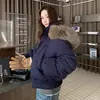 Nueva Chaqueta Acolchada de Invierno 2026 con Cuello Grande de Piel, Abrigo Corto de Algodón Ajustado para Figuras Pequeñas