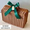 Maleta Vintage de Rattan Presente de Acompanhamento Cesta de Bambu Artesanal Caixa de Presente Tecida Aniversário Casamento Madrinha Caixa de Presente de Acompanhamento