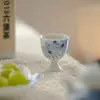 Taza de Té Cerámica Azul y Blanca Girasol con Pie Alto Estilo Dinastías Tang y Song, Juego de Té Kung Fu, Taza de Té para el Hogar, Copa de Vino Pequeña