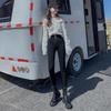 Pantalones vaqueros de cintura alta para mujer, otoño invierno 2021, forrados en polar, gris, azul y gris, elásticos, ajustados y ajustados.