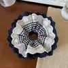 Scrunchie de Renda Xadrez Azul Marinho Estilo Coreano para Mulheres, Elástico de Cabelo de Alta Qualidade, Corda para Coque, Acessório de Cabelo