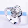 Anillo de trébol de cuatro hojas chapado en plata 925 estilo caliente de Amazon, anillo abierto ajustable de trébol de cuatro hojas con incrustaciones de diamantes de estilo europeo y americano