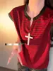 Camiseta Básica de Punto sin Mangas Ajustada para Mujer Ep Yaying, Mismo Estilo que en el Centro Comercial, 9029A Negro, Blanco, Rojo