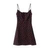 Verão 2023 Marca d'água retrô europeia e americana pequena flor suspensão saia ins blogger Slim-fit lace-up temperamento vestido emagrecedor