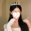 Coroa de Princesa Aniversário Dezoito Adulto Coroa de Cristal Alto Senso Noiva Casamento Adorno de Cabeça Vermelho da Internet Coroa de Diamante
