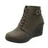 Botas de cuña de moda para mujer, talla grande, decoración de hebilla de cinturón, botines, nuevo estilo Otoño e Invierno 2026, cremallera lateral, Botas Martin de gamuza