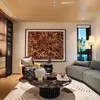 Pintura Decorativa Minimalista Italiana de Luxo Leve para Sala de Estar, Murais de Parede de Fundo, Textura Abstrata Tecida, Arte de Parede de Hall de Entrada de Hotel de Alto Padrão