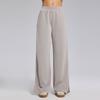 Calça de Perna Larga Nova de Modal para Primavera e Outono para Mulheres, High-End, Preguiçosa, Relaxada, Solta, Casual, Com Caimento, Calça Reta com Fenda