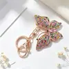 Chaveiro Borboleta Iridescente com Strass Completo Liga de Zinco Strass Inseto Multicolorido Pingente de Carro Charme de Bolsa Atacado