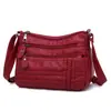 Bolsa Quadrada Pequena de Couro Macio Nova Feminina 2023 Bolsa Transversal Feminina Bolsa de Ombro para Meia-idade Bolsa de Mãe Bolsa Feminina de Couro Lavado Grande Capacidade