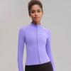 Top de Yoga Desnudo Cuello Vertical Delgado Fitness Chaqueta Deportiva para Mujer Sentido Avanzado Malla Trasera Transpirable Ropa de Yoga Manga Larga