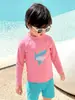 Traje de baño de una pieza de manga larga dividida de secado rápido para niños, traje de baño de una pieza para bebé, protección solar para niños, playa, arena, nuevo, moderno