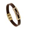 TEMU gran venta pulsera brazalete cruz gótica aleación PU pulsera para hombre pulsera vintage
