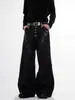 Jeans Streetwear Retro Americano Preto 2026 Workwear Jeans para Homens e Mulheres Verão Emagrecedor Cintura Alta Perna Reta Larga Comprimento Total