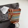 Bolso de Paja de Moda para Mujer 2025 Verano Nuevo Tejido de Tendencia Hombro Cruzado Bolso de Mujer Playa Casual Bolso Balde