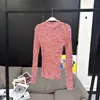 [En Stock] Top de Punto Mona Ajustado para Mujer, Nueva Colección de Primavera, Elástico y Adelgazante, Camiseta Base Retro