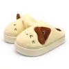 Pantufas casuais de algodão com gatinho de desenho animado para casa para casais, com sola macia, confortáveis e quentes, sapatos peludos estilo japonês para homens e mulheres, outono e inverno