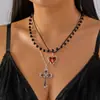 Colar Pingente Cruz de Diamante Mais Vendido da Shopee para Mulheres Hip-Hop Design de Nicho Corrente de Clavícula Multicamadas com Pérolas