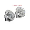 Aretes de zirconias con forma de camelia totalmente de diamantes, estilo vintage, versátiles para ir al trabajo, lujo ligero, sensación de alta gama, diseño de nicho
