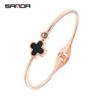 Sanda Novo Pulseira Trevo de Quatro Folhas Ouro Rosa Coreano Pulseira Aço Titânio Embalagem de Joia Caixa de Presente