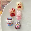 Lindo Gato y Pingüino con Lazo de Resina Accesorios DIY Pegamento Crema Funda de Teléfono Imán para Refrigerador Llavero Decoración
