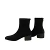 Botines de Tacón Grueso Marrón Francés para Tobillo Delgado de Mujer Otoño 2026 Nuevos Botines Cortos de Tacón Alto Botas Martin Elásticas Botines Pequeños