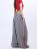 Pantalones Anchos Deportivos Retro Americanos para Mujer Verano Nuevos Holgados Estampado Morado Casual con Sentido del Diseño Pantalones de Jazz