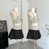 2025 Nuevo Top Atrevido con Tirantes Discreto Dulce de Lunares con Lazo para Mujer Cómodo Ligeramente Transparente de Manga Corta
