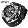 Reloj Estudiante Sanda Pantalla Dual Multifuncional Despertador 2 Zonas Horarias Moda Tendencia Reloj Electrónico Resistente al Agua Luminoso Reloj de Pulsera para Hombres Mujeres