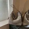 Bolsa Tote Tecida Vazada de Grande Capacidade Versátil para Mulheres Verão Novo Estilo Resort à Beira-Mar Casual Bolsa de Ombro ou Axila