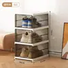 Zapatero Integrado sin Instalación, Zapatero de Plástico Transparente Moderno Minimalista, Plegable y Ahorrador de Espacio