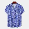 Camisa Hawaiana para Hombre de Estilo Nuevo, Talla Europea Transfronteriza, con Estampado Digital 3D, Camisa Cardigan Moderna de Manga Corta con Cuello Cubano